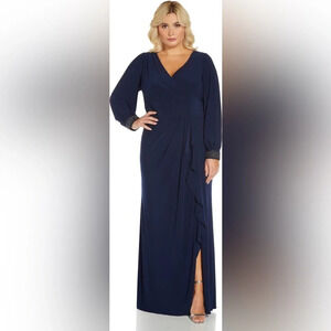 Adrianna Papell Draped Jersey Beaded Gown Plus Size 22 NWT